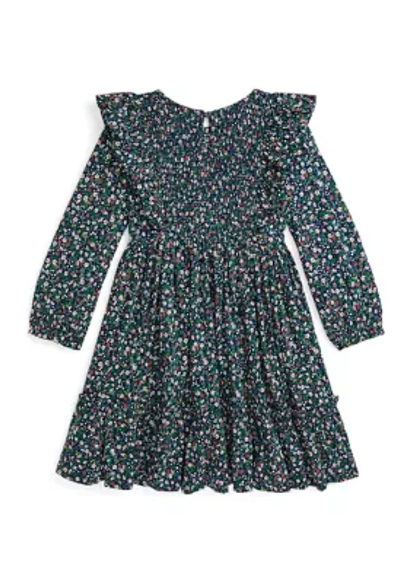 Girls 7-16 Floral Smocked Cotton Jersey Dress