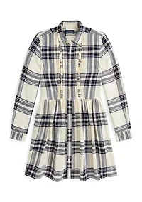 Girls 7-16 Plaid Cotton Twill Shirtdress