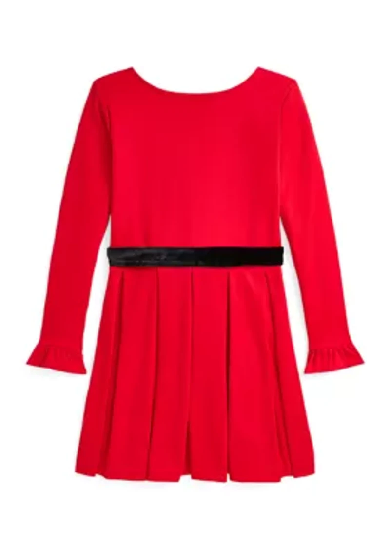 Girls 7-16 Pleated Ponte Dress