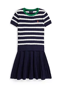 Girls 7-16 Striped Cotton Sweater & Skirt Set