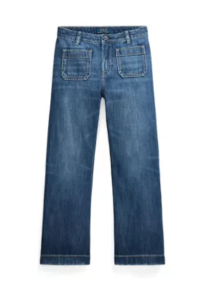 Girls 7-16 Logo Wide Leg Jeans