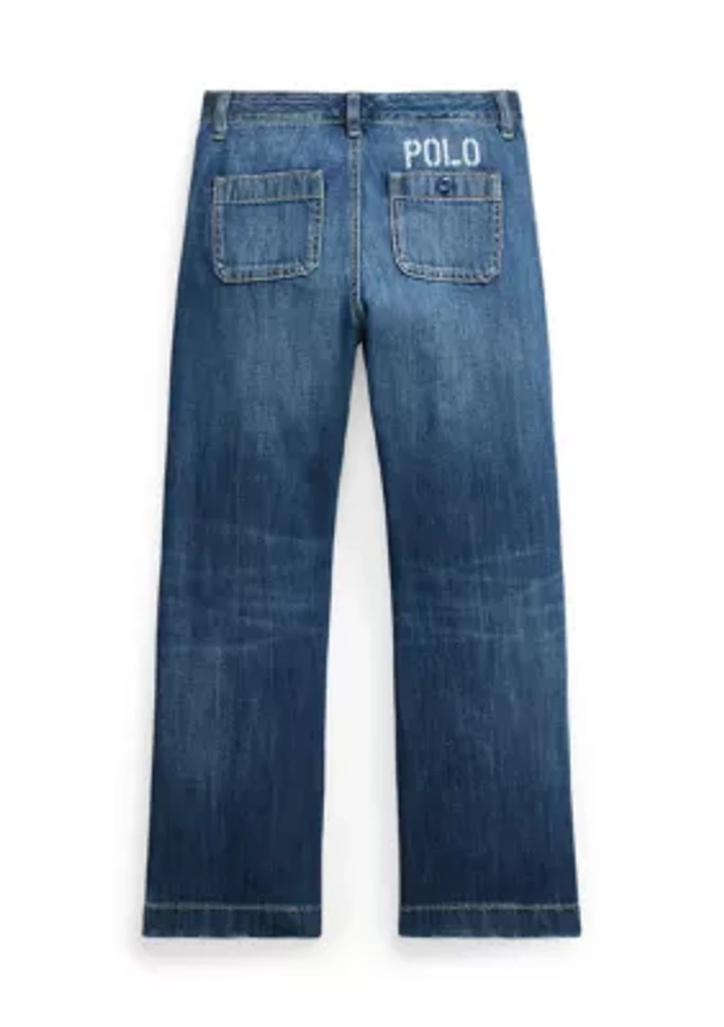 Girls 7-16 Logo Wide Leg Jeans