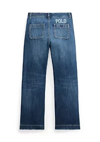 Girls 7-16 Logo Wide Leg Jeans