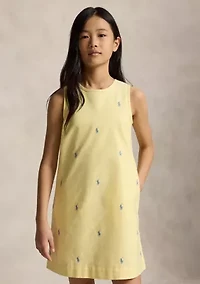 Girls 7-16 Polo Pony Cotton Oxford Dress
