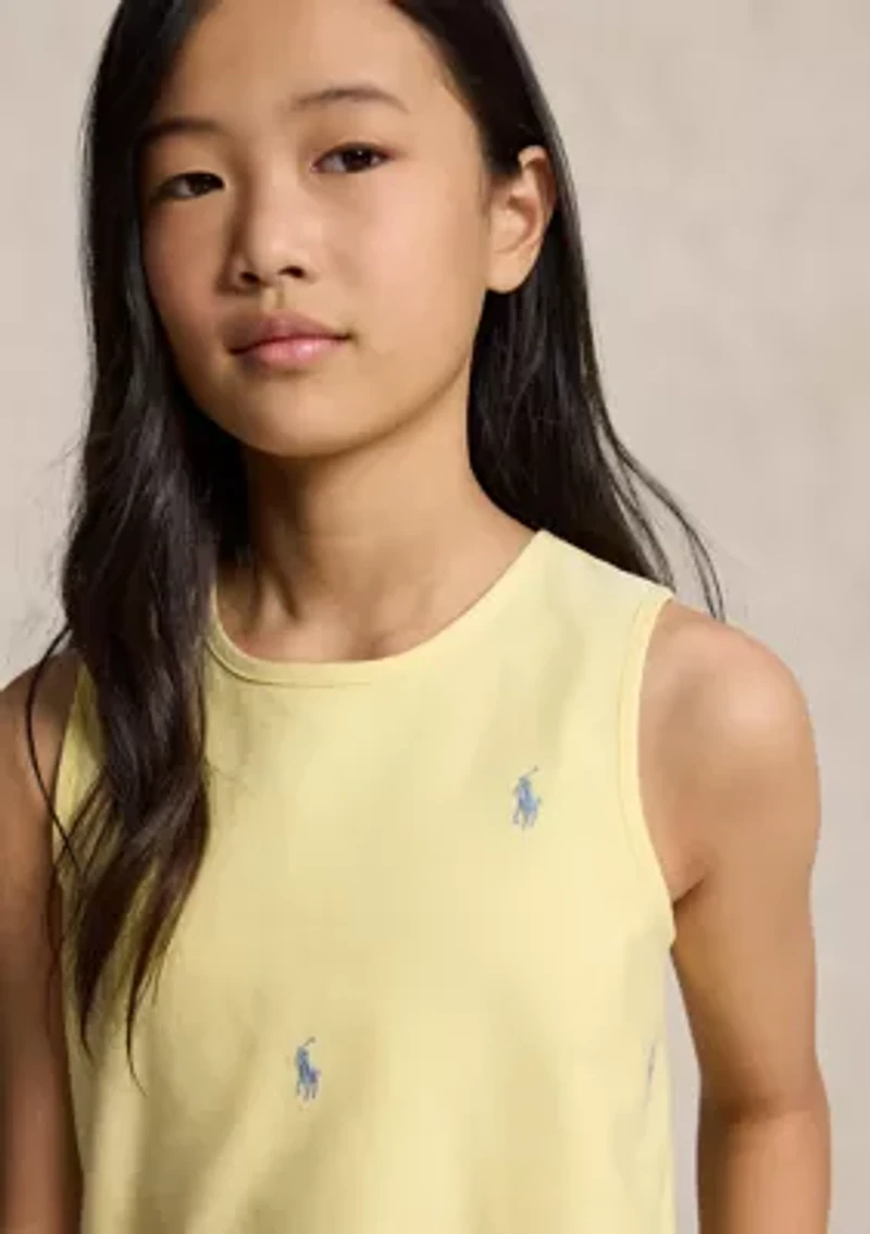 Girls 7-16 Polo Pony Cotton Oxford Dress