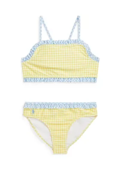 Girls 7-16 Gingham Ruffled Two Piece Swimsuit