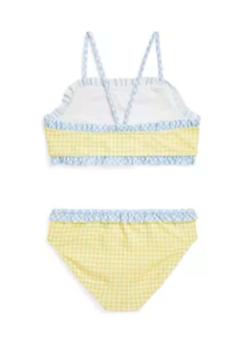 Girls 7-16 Gingham Ruffled Two Piece Swimsuit