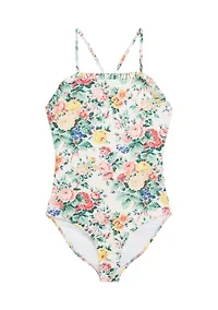 Girls 7-16 Floral Ruffled One Piece Swimsuit