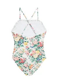 Girls 7-16 Floral Ruffled One Piece Swimsuit