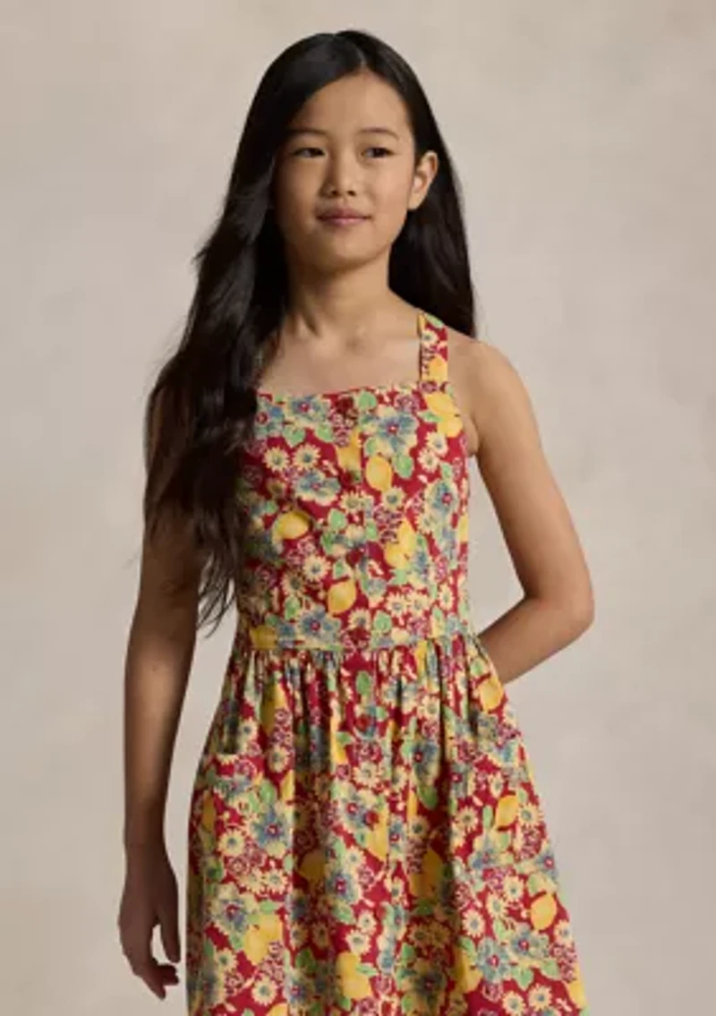 Girls 7-16 Lemon Floral Slub Cotton Dress