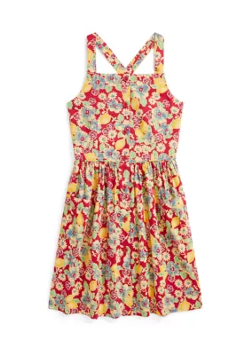 Girls 7-16 Lemon Floral Slub Cotton Dress