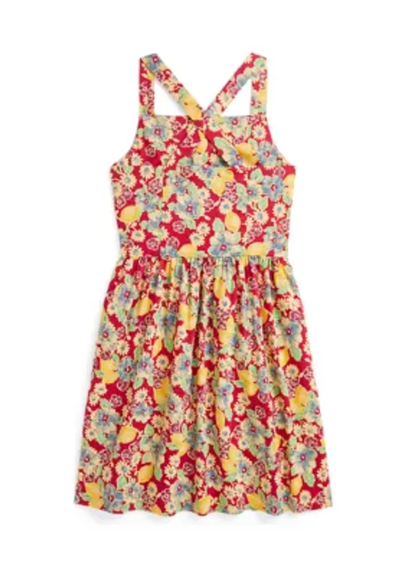 Girls 7-16 Lemon Floral Slub Cotton Dress