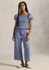 Girls 7-16 Poplin Smocked Top and Pants Set