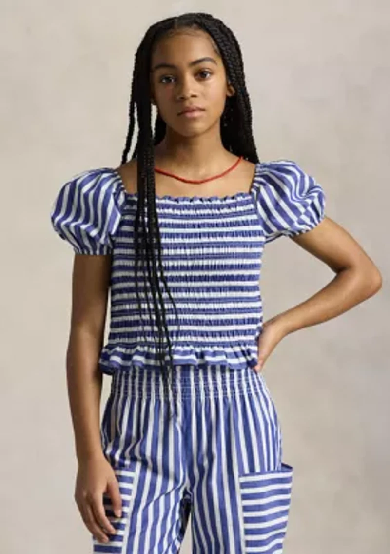 Girls 7-16 Poplin Smocked Top and Pants Set