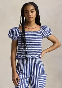 Girls 7-16 Poplin Smocked Top and Pants Set