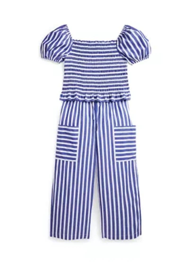 Girls 7-16 Poplin Smocked Top and Pants Set