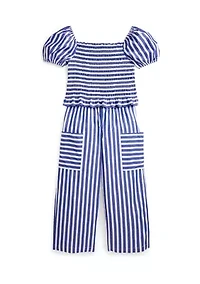 Girls 7-16 Poplin Smocked Top and Pants Set