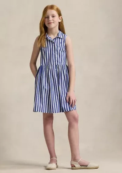 Girls 7-16 Striped Cotton Poplin Shirtdress