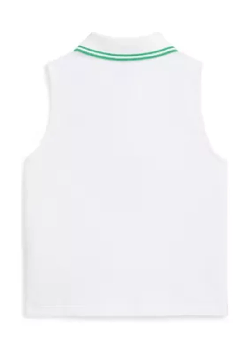 Girls 7-16 Stretch Mesh Half Zip Boxy Polo Shirt