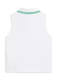 Girls 7-16 Stretch Mesh Half Zip Boxy Polo Shirt