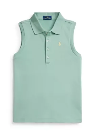 Girls 7-16 Stretch Mesh Sleeveless Polo Shirt