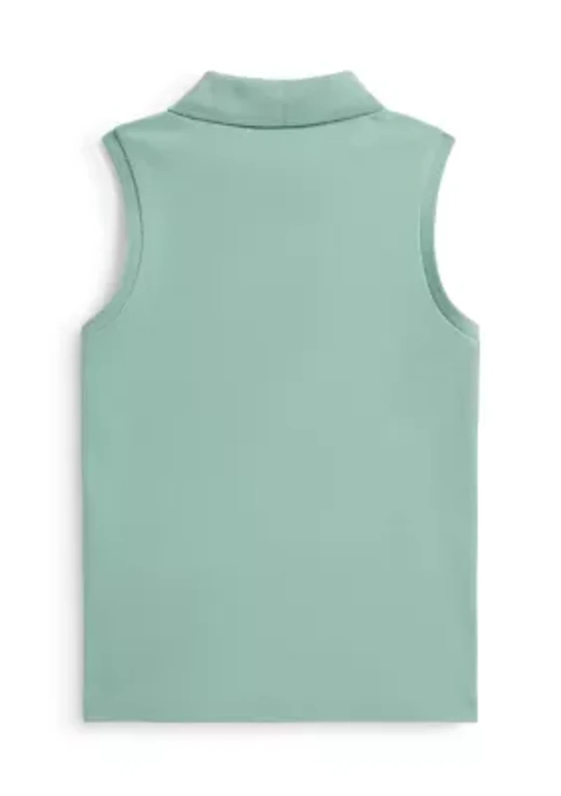 Girls 7-16 Stretch Mesh Sleeveless Polo Shirt