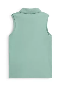 Girls 7-16 Stretch Mesh Sleeveless Polo Shirt