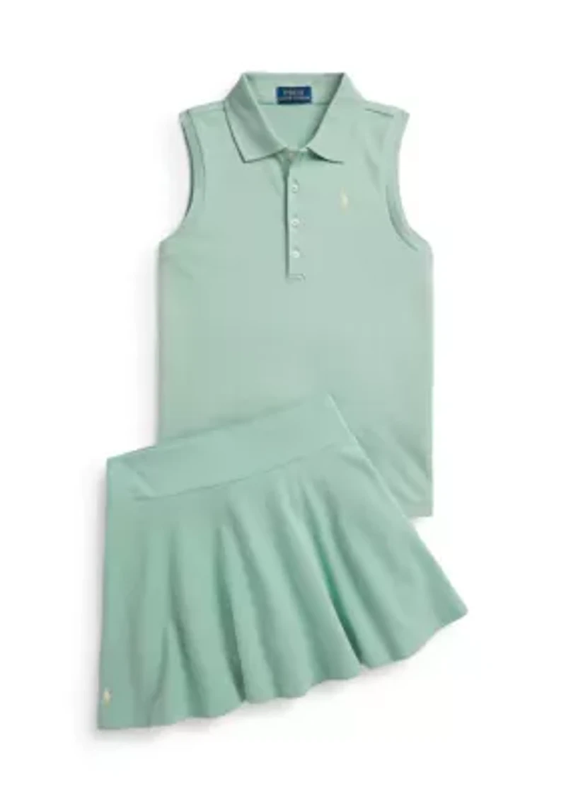 Girls 7-16 Stretch Mesh Sleeveless Polo Shirt
