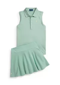 Girls 7-16 Stretch Mesh Sleeveless Polo Shirt