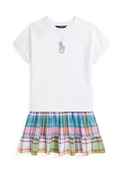 Girls 7-16 Big Pony Plaid Skirt Terry Dress