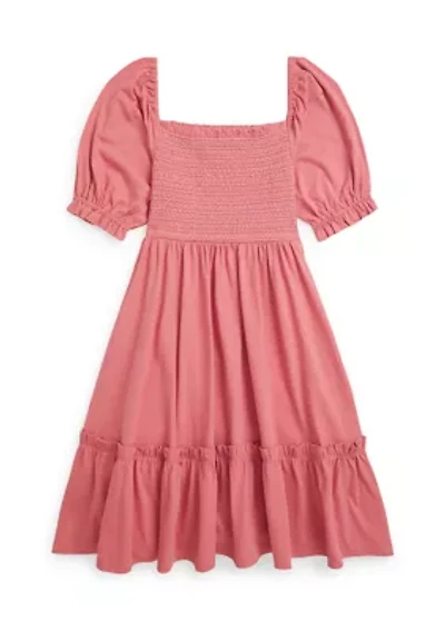 Girls 7-16 Smocked Cotton Jersey Dress