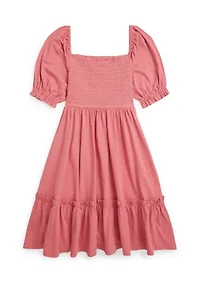 Girls 7-16 Smocked Cotton Jersey Dress