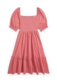 Girls 7-16 Smocked Cotton Jersey Dress
