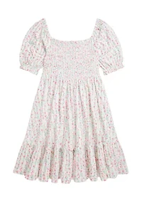 Girls 7-16 Floral Smocked Cotton Jersey Dress