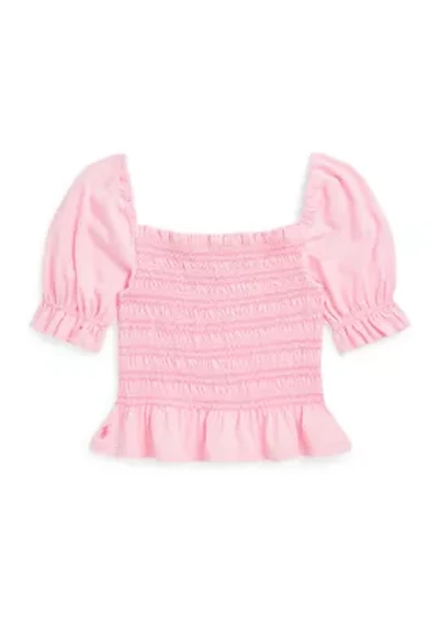 Girls 7-16 Smocked Cotton Jersey Peplum Top
