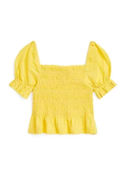 Girls 7-16 Smocked Cotton Jersey Peplum Top
