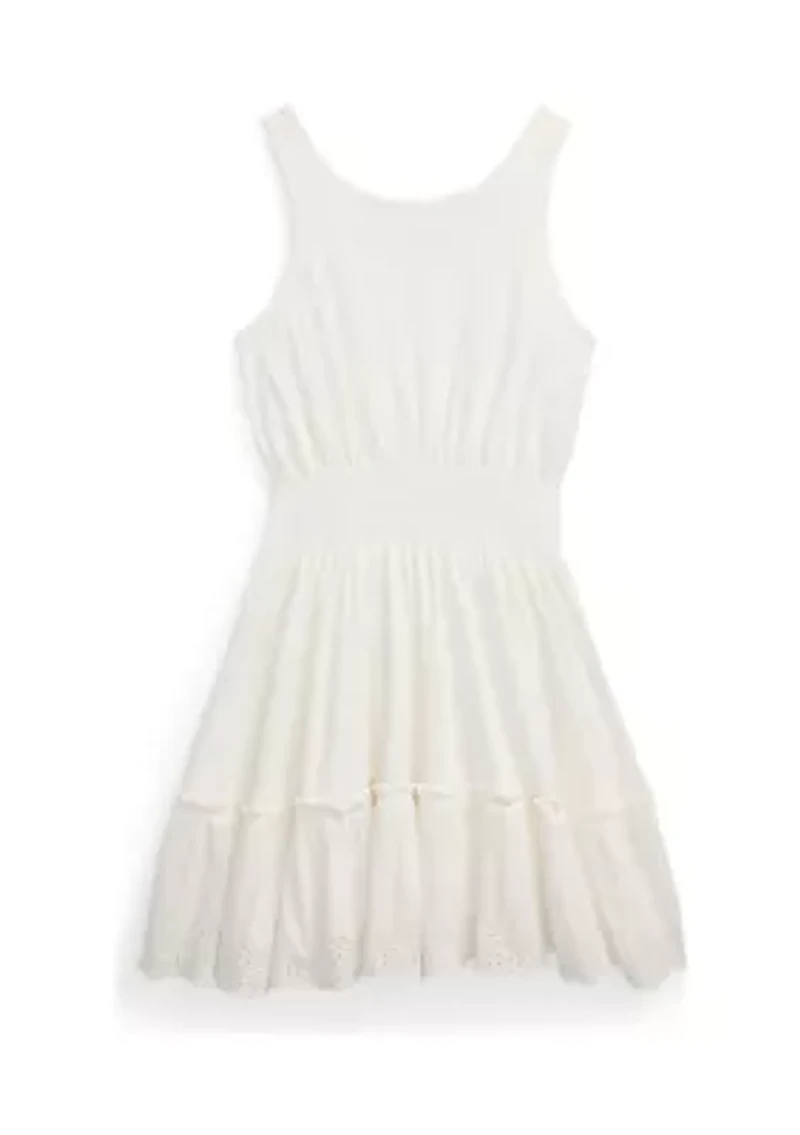 Girls 7-16 Eyelet Embroidered Cotton Jersey Dress