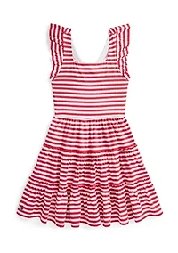 Girls 7-16 Striped Ruffled Cotton Jersey Dress