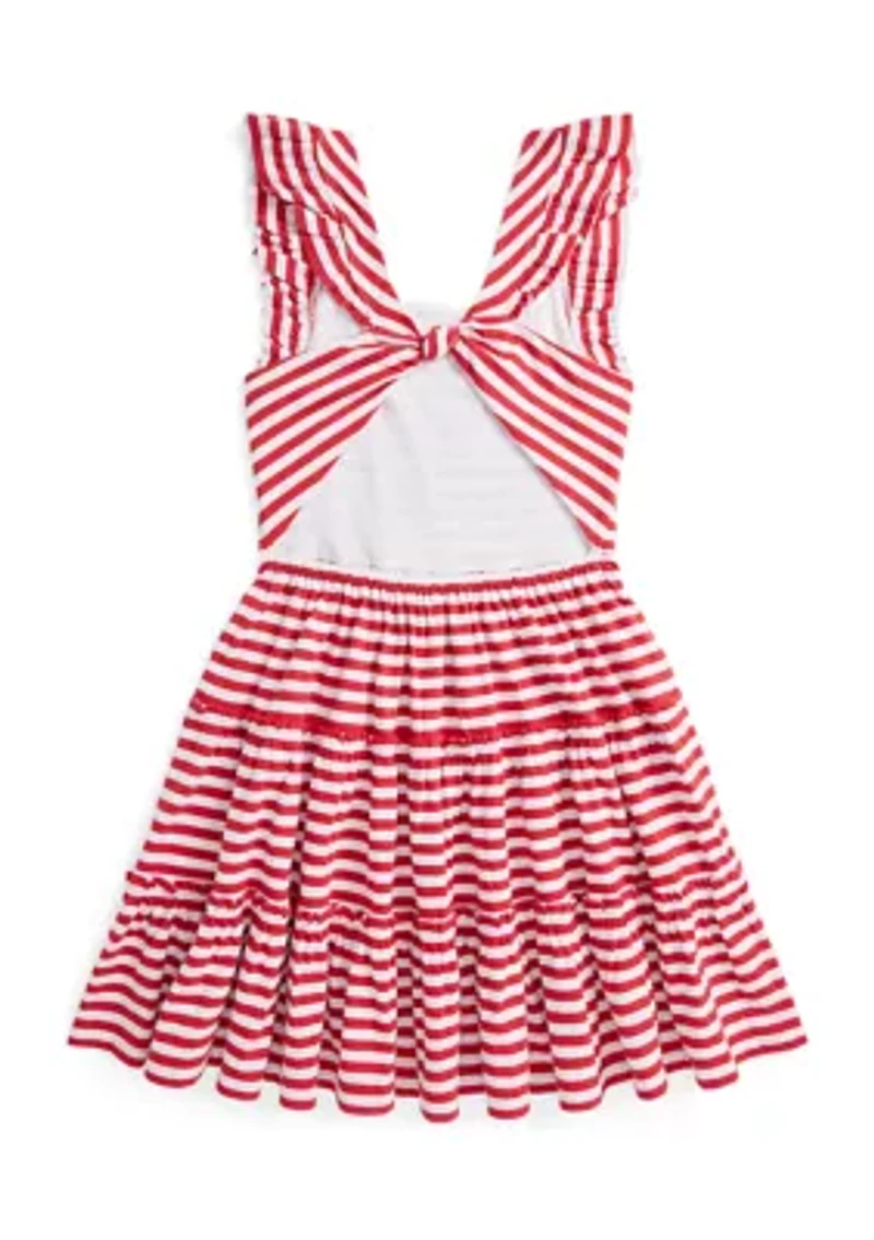 Girls 7-16 Striped Ruffled Cotton Jersey Dress