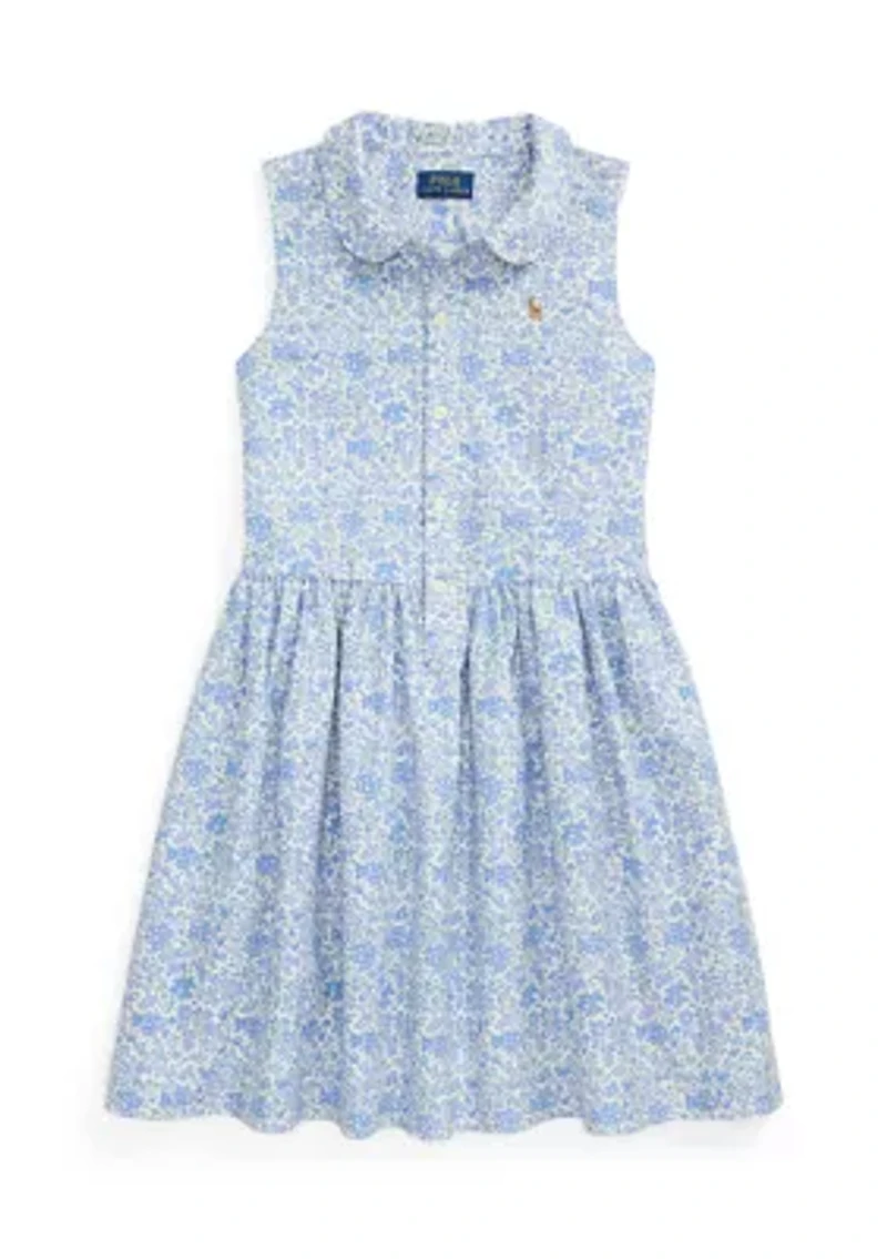 Girls 7-16 Floral Cotton Oxford Shirtdress
