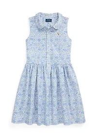 Girls 7-16 Floral Cotton Oxford Shirtdress
