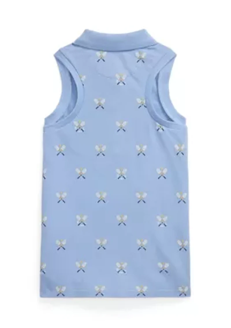 Girls 7-16 Tennis-Print Mesh Sleeveless Polo Shirt