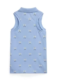 Girls 7-16 Tennis-Print Mesh Sleeveless Polo Shirt