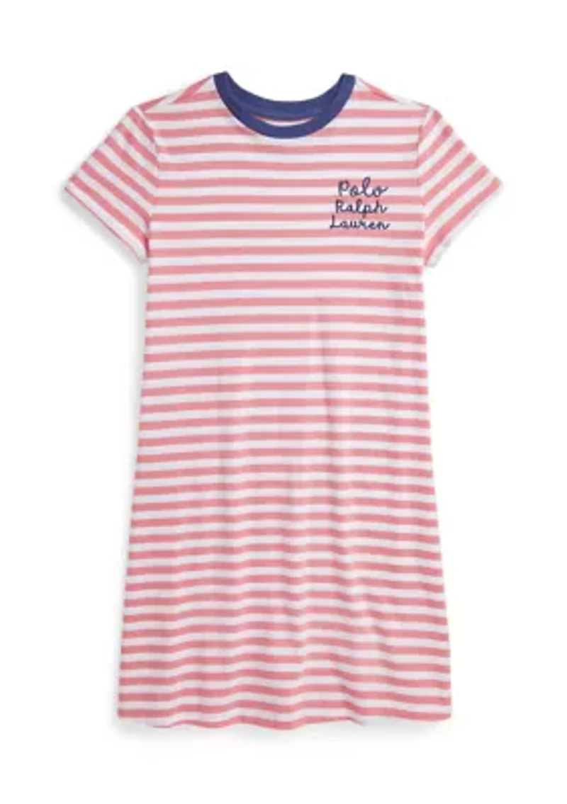 Girls 7-16 Striped Logo Cotton Jersey Dress