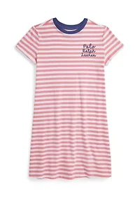 Girls 7-16 Striped Logo Cotton Jersey Dress
