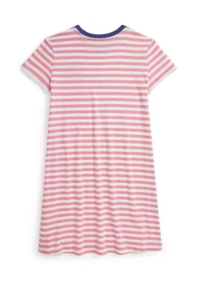 Girls 7-16 Striped Logo Cotton Jersey Dress