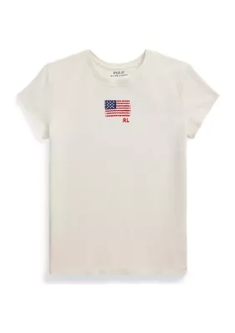 Girls 7-16 Flag-Appliqué Cotton Jersey T-Shirt