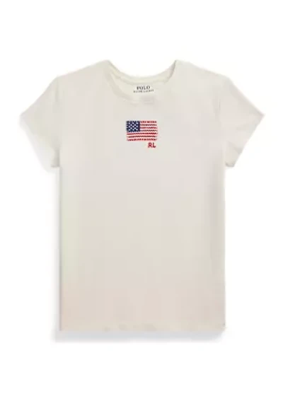 Girls 7-16 Flag-Appliqué Cotton Jersey T-Shirt