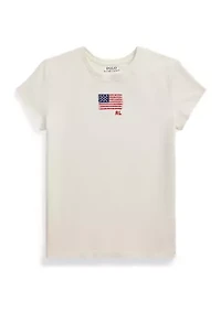 Girls 7-16 Flag-Appliqué Cotton Jersey T-Shirt