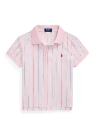 Girls 7-16 Striped Oxford Mesh Boxy Polo Shirt